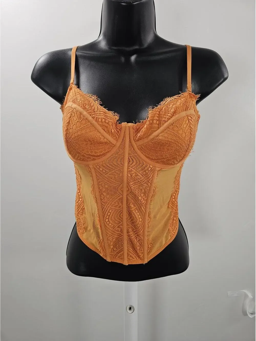 Garage Orange Mesh & Lace Bustier Corset Top - Picture 2 of 12